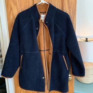 Old Navy Suede Lined Sherpa Coat in Navy